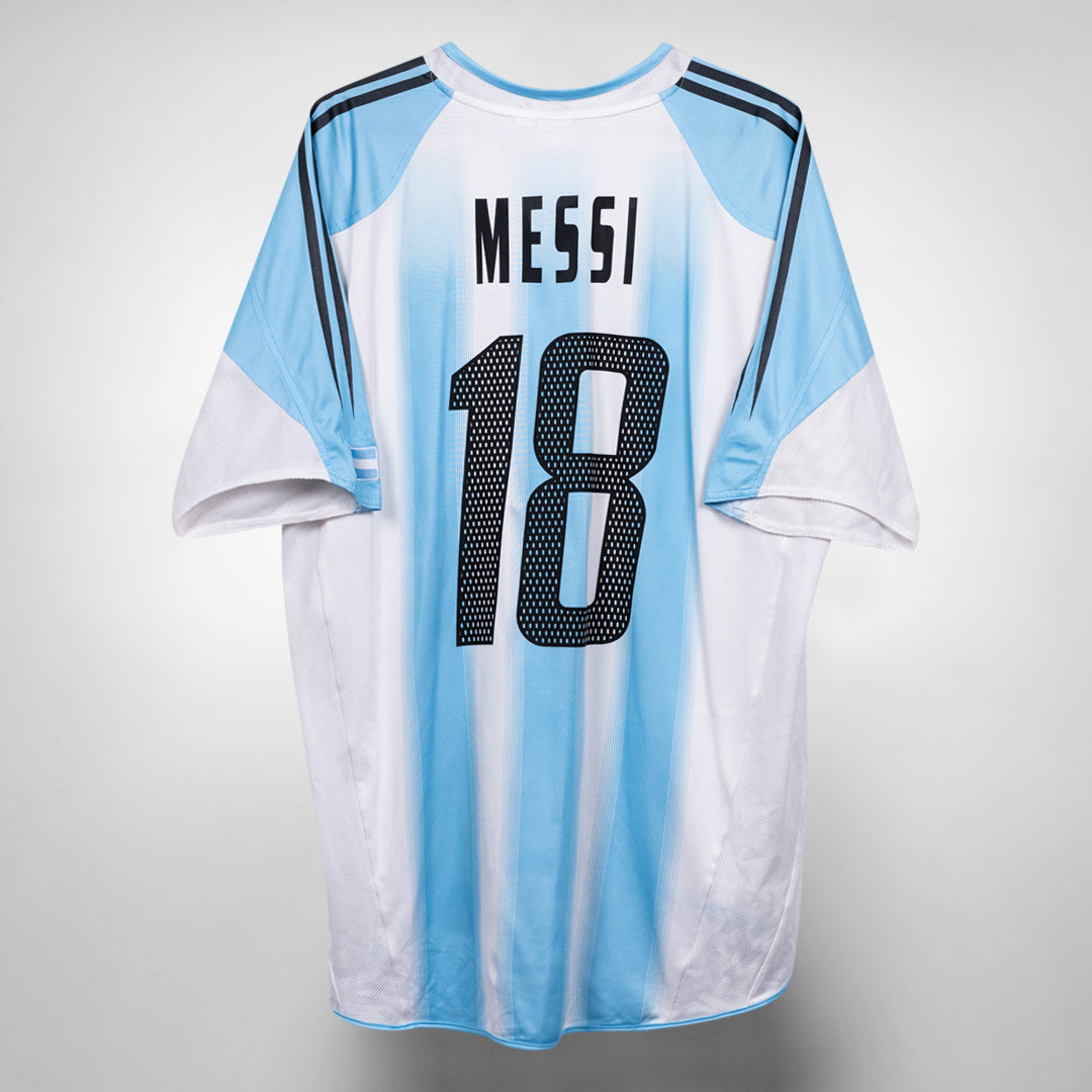 2004-2005 Argentina Adidas Home Shirt #18 Messi