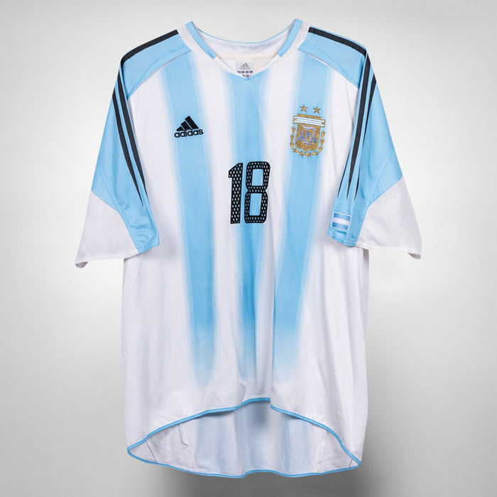 2004-2005 Argentina Adidas Home Shirt #18 Messi