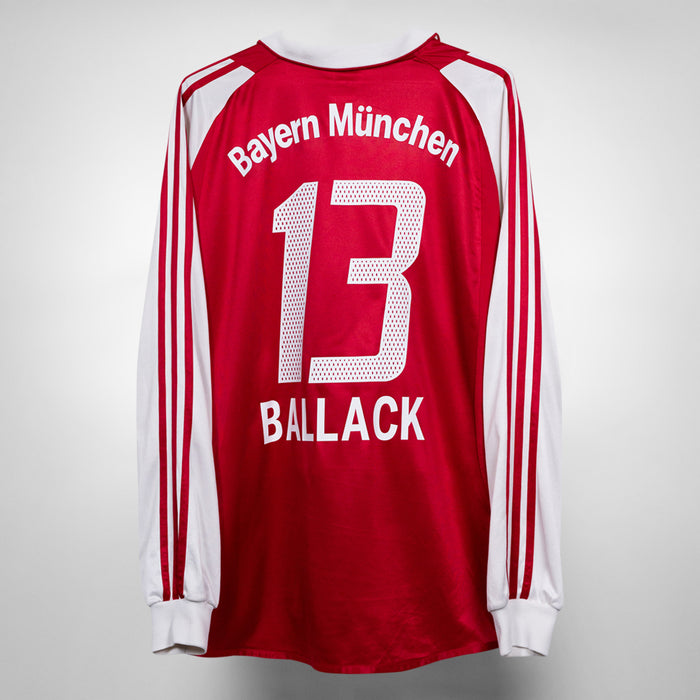 2003-2004 Bayern Munich Adidas Long Sleeve Home Shirt #13 Ballack