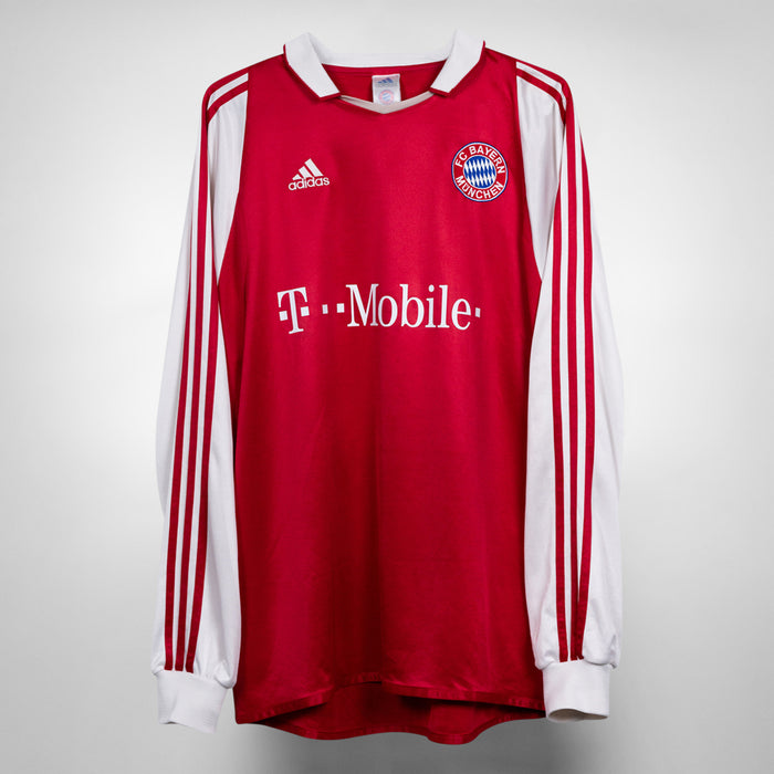 2003-2004 Bayern Munich Adidas Long Sleeve Home Shirt #13 Ballack