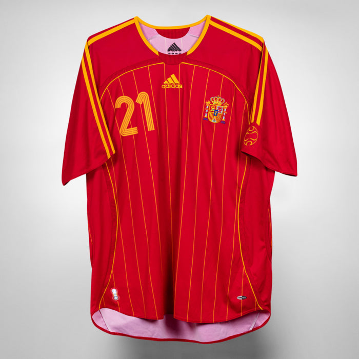 2006-2007 Spain Adidas Home Shirt #21 David Villa