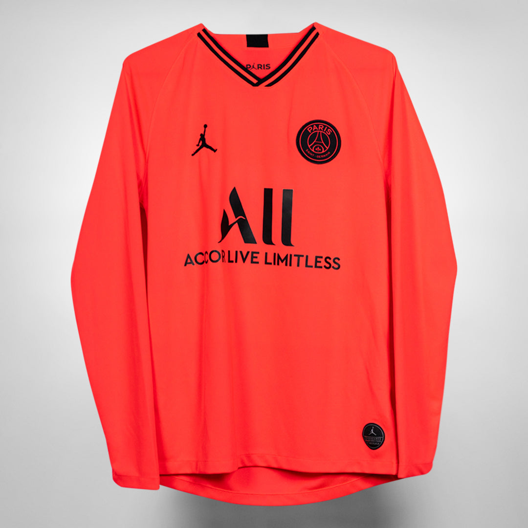 2019-2020 PSG Paris Saint Germain Nike Long Sleeve Away Shirt #7 Mbappe