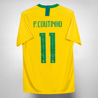 2018 Brazil Nike Home Shirt #11 P. Coutinho