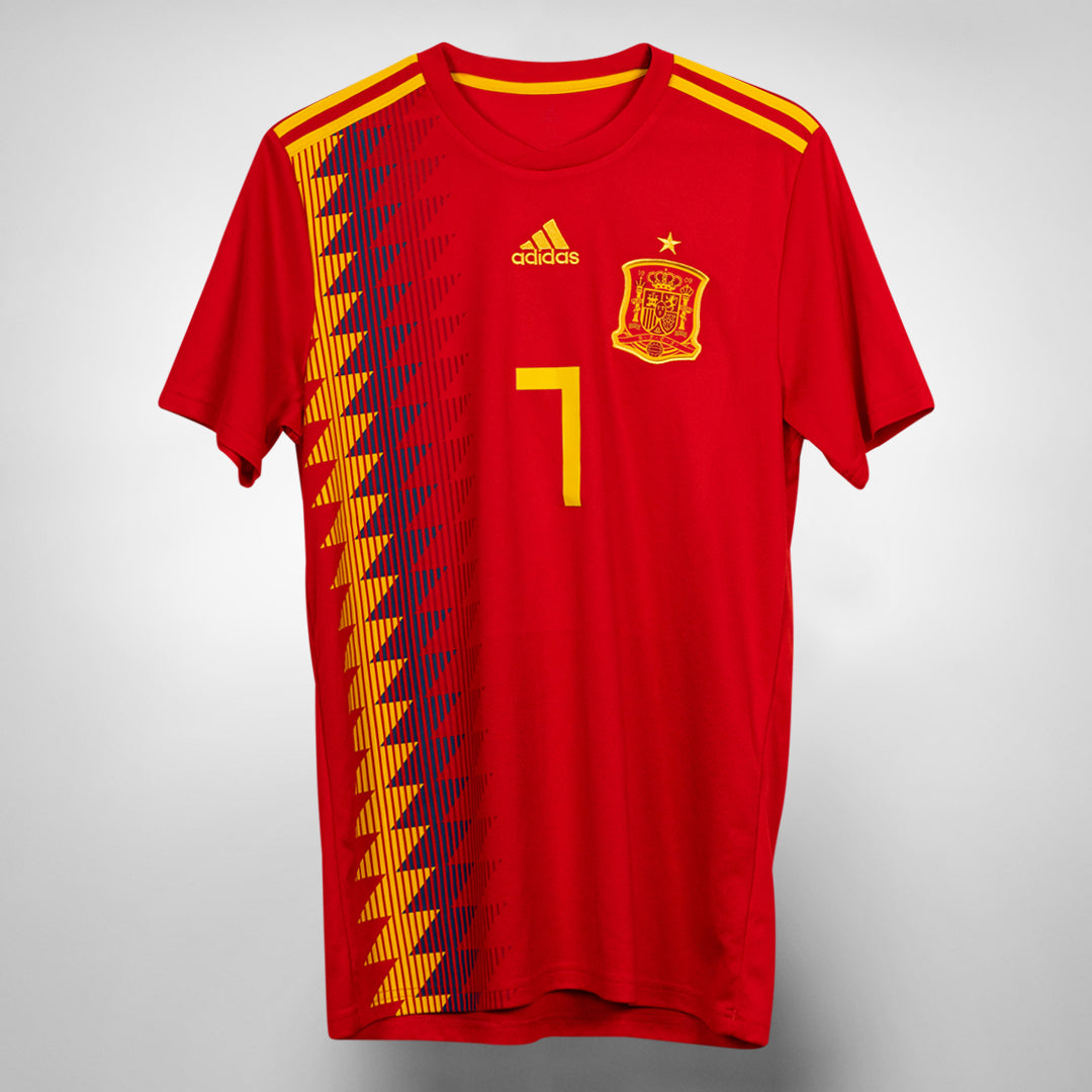 2018 Spain Adidas Home Shirt #7 A. Morata