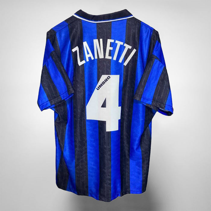 1996-1997 Inter Milan Umbro Home Shirt #4 Javier Zanetti