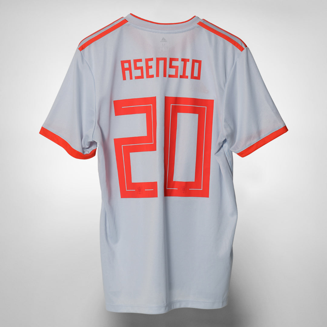 2018 Spain Adidas Away Shirt 20 Marco Asensio Classic Football Shirts Vintage Football Shirts Rare Soccer Shirts Worldwide Delivery 90 s Football Shirts Manchester United Arsenal Juventus