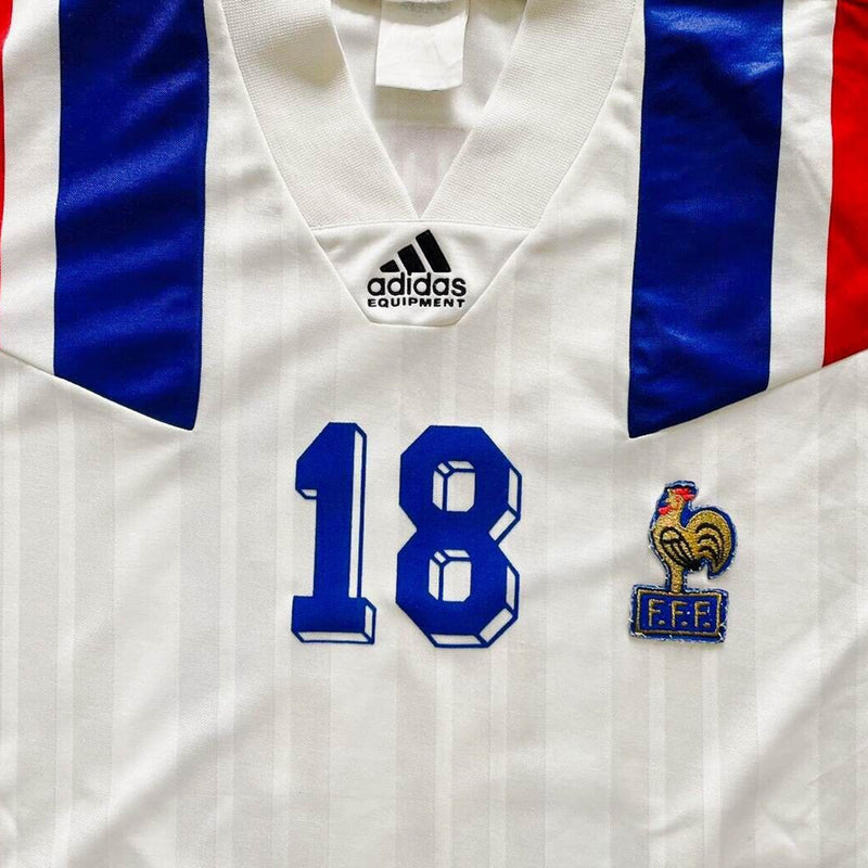 1992 France European Cup Adidas Away Shirt #18 Eric Cantona - Marketplace