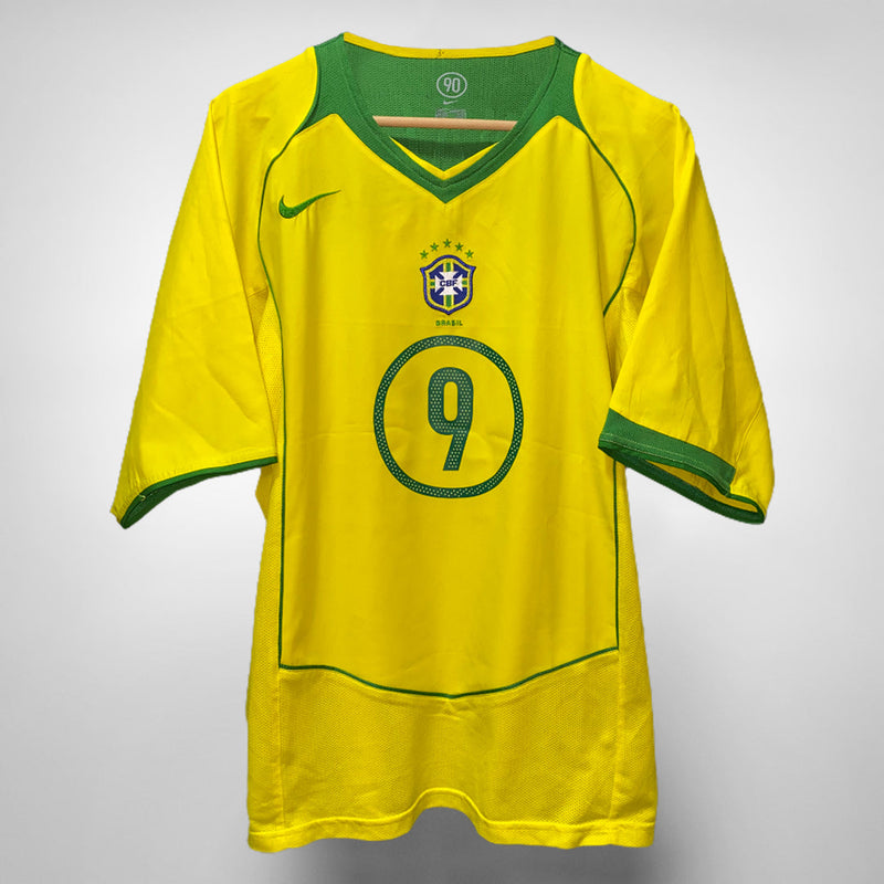 2004-2005 Brazil Nike Home Shirt #9 Ronaldo