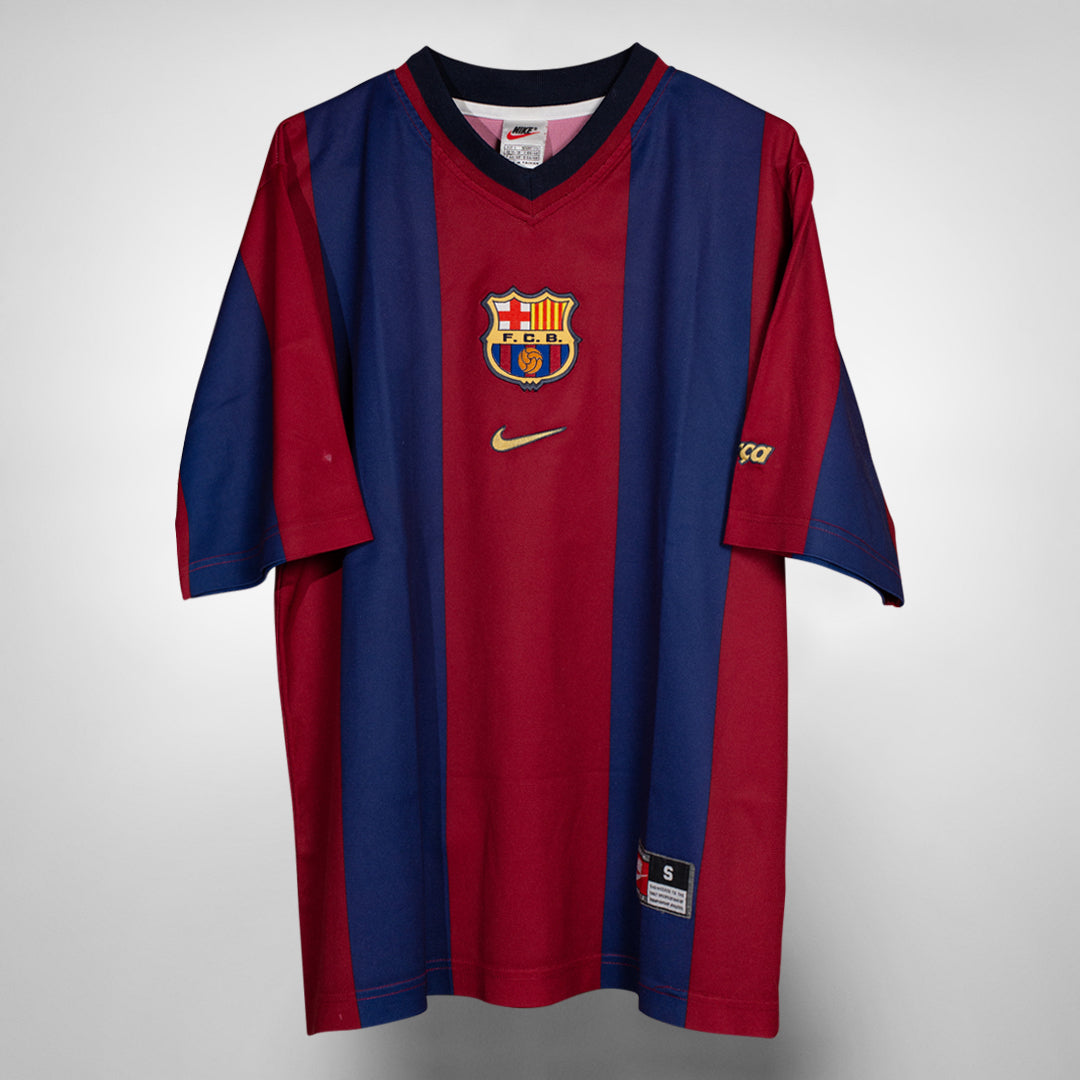 1998 1999 FC Barcelona Nike Home Shirt S Classic Football