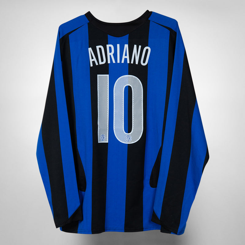 2004-2005 Inter Milan Nike Long Sleeve Home Shirt #10 Adriano