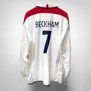 2003-2005 England Umbro Long Sleeve Home Shirt #7 David Beckham BNWT - Marketplace