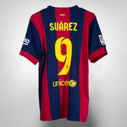 2014-2015 Barcelona Nike Home Shirt #9 Luis Suarez