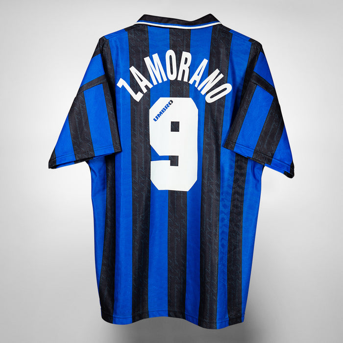 1996-1997 Inter Milan Umbro Home Shirt #9 Ivan Zamorano