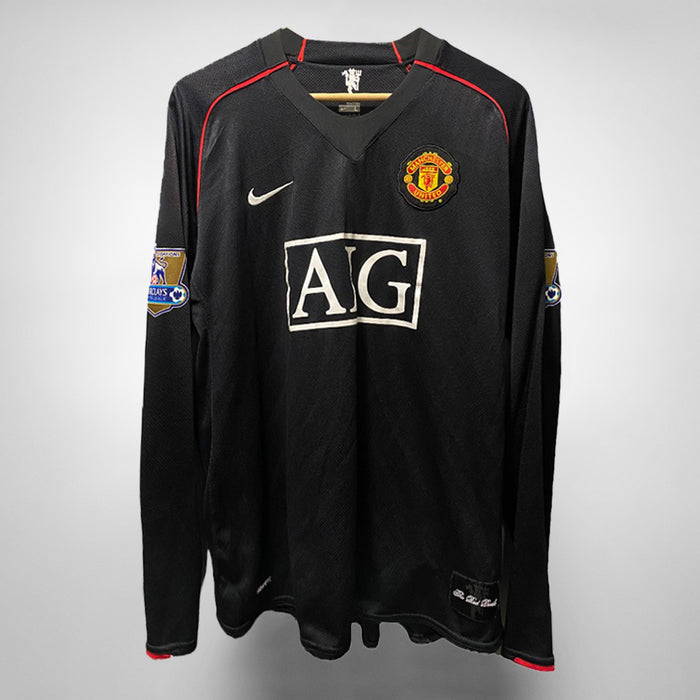 2007-2008 Manchester United Nike Away Jersey #7 Cristiano Ronaldo (Black) - Marketplace
