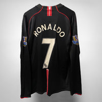 2007-2008 Manchester United Nike Away Jersey #7 Cristiano Ronaldo (Black) - Marketplace