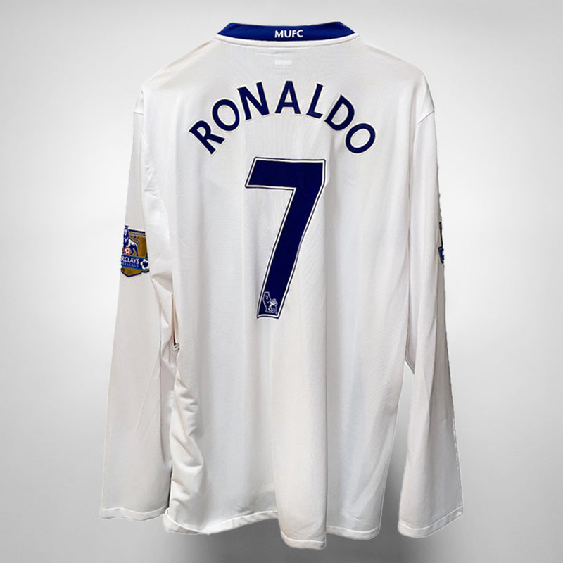 2008-2009 Manchester United Nike Away Jersey #7 Cristiano Ronaldo (White) - Marketplace