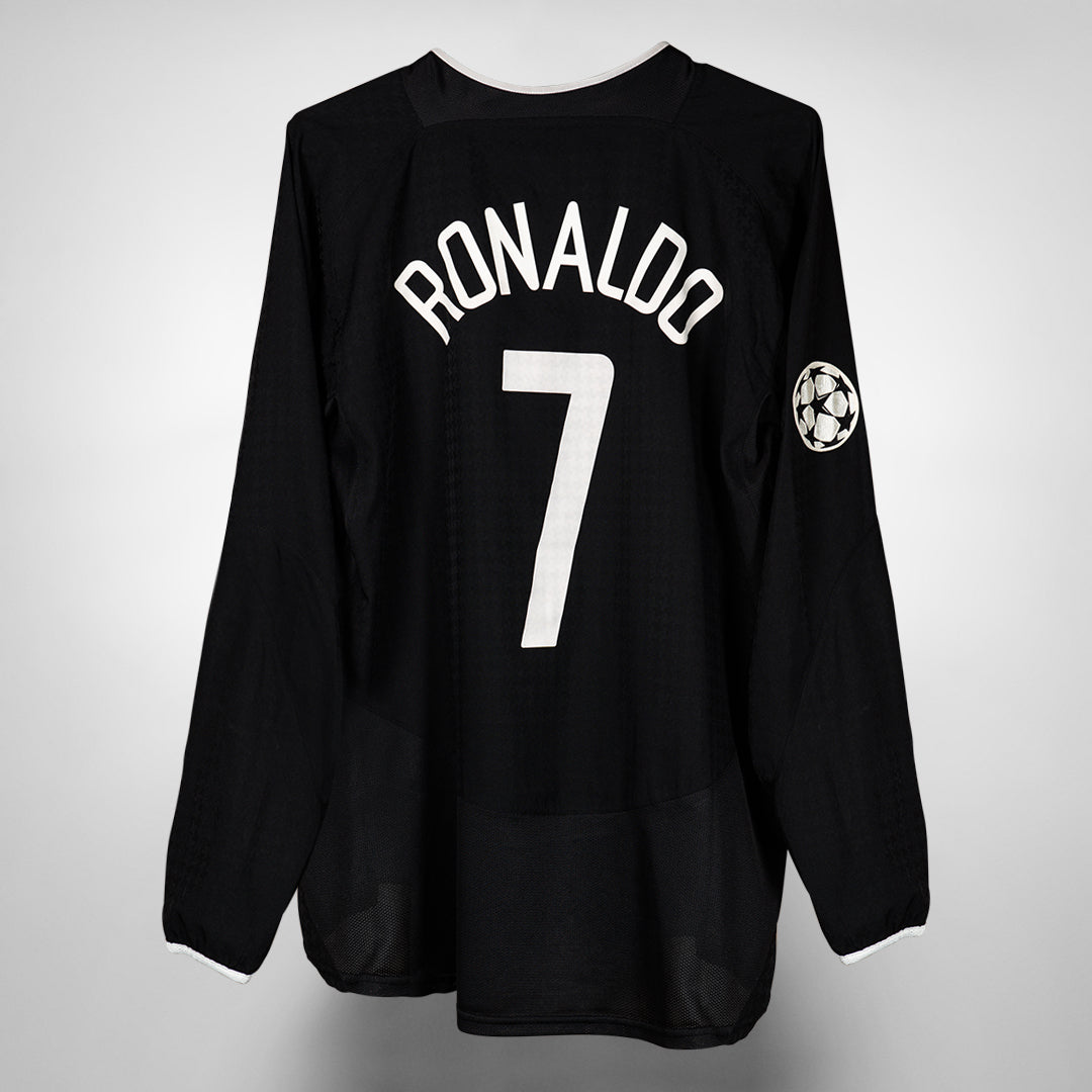 2003-2005 Manchester United Nike Long Sleeve Away #7 Cristiano Ronaldo UCL Patch