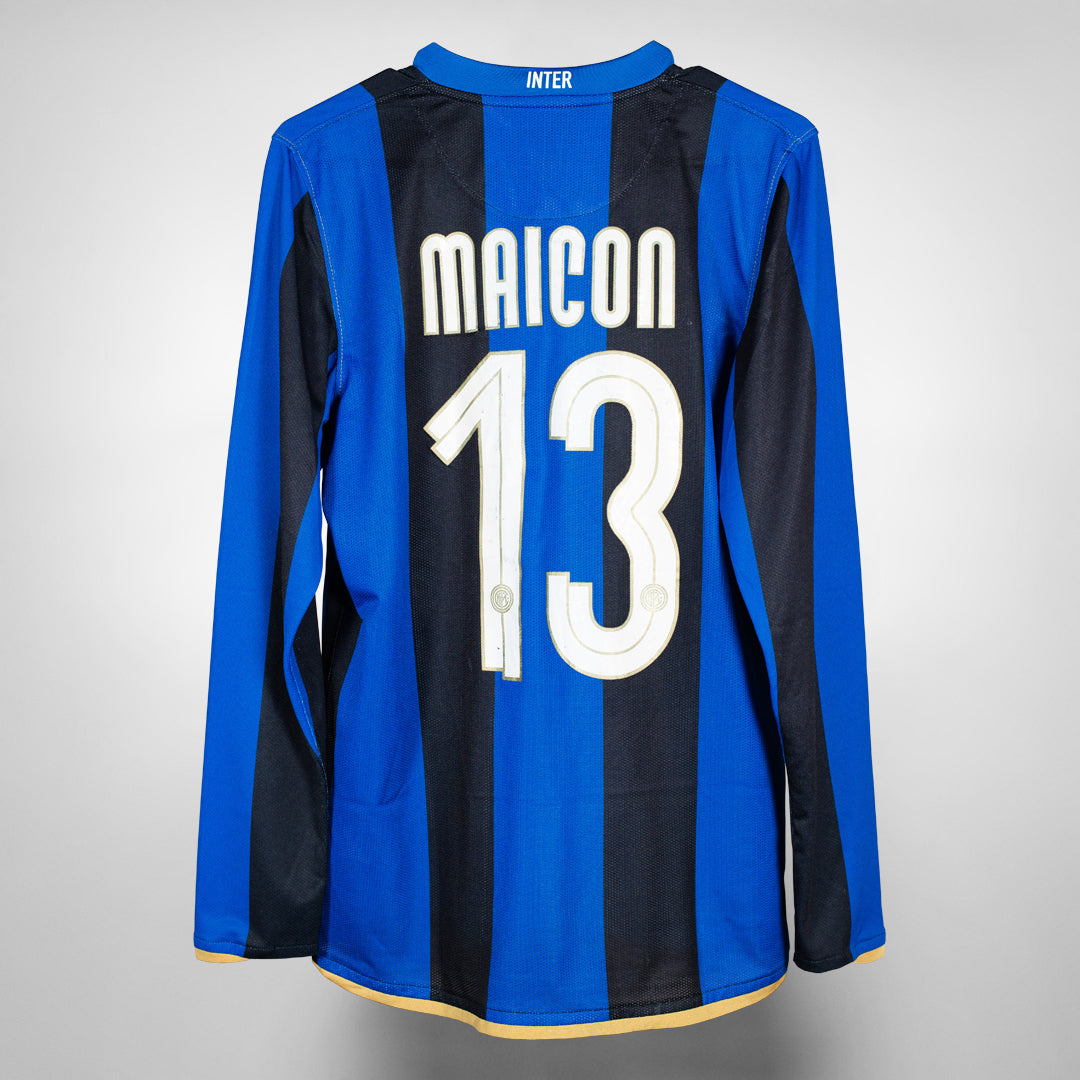 2008 2009 Inter Milan Nike Long Sleeve Home Shirt 13 Maicon