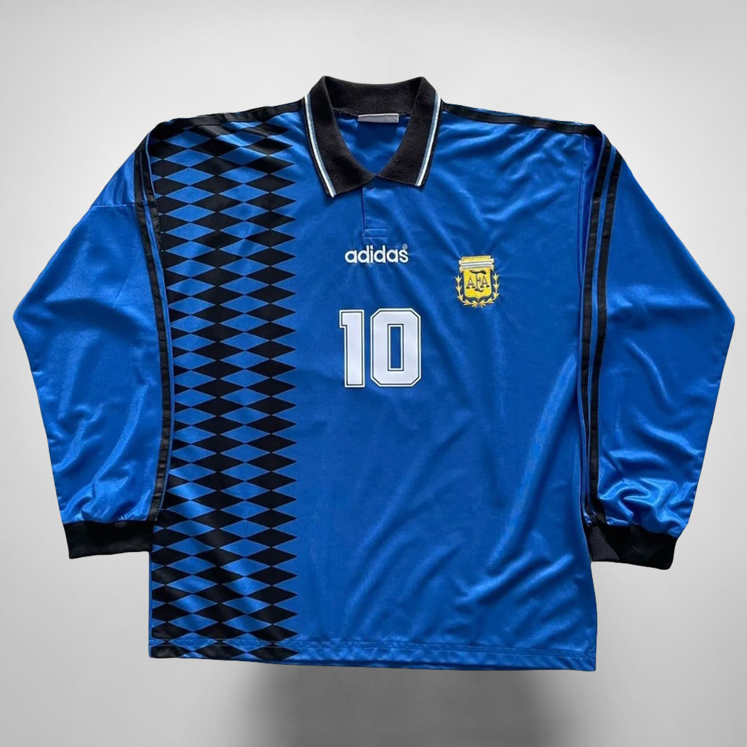 1994 Argentina Adidas Long Sleeve Away Shirt #10 Diego Maradona - Marketplace