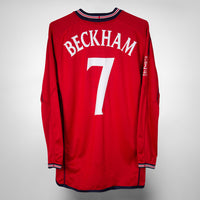 2002-2004 England Umbro Long Sleeve Reversible Away Shirt #7 Beckham