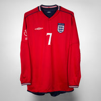 2002-2004 England Umbro Long Sleeve Reversible Away Shirt #7 Beckham
