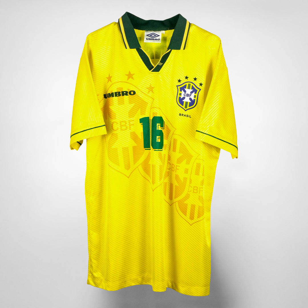 1994-1997 Brazil Umbro Home Shirt #16 Leonardo Araujo