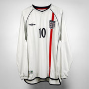 2001-2003 England Umbro Long Sleeve Home Shirt #10 Michael Owen