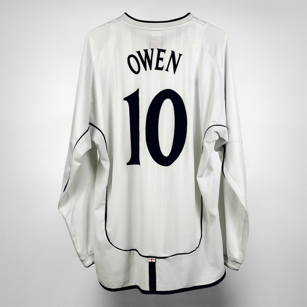 2001-2003 England Umbro Long Sleeve Home Shirt 