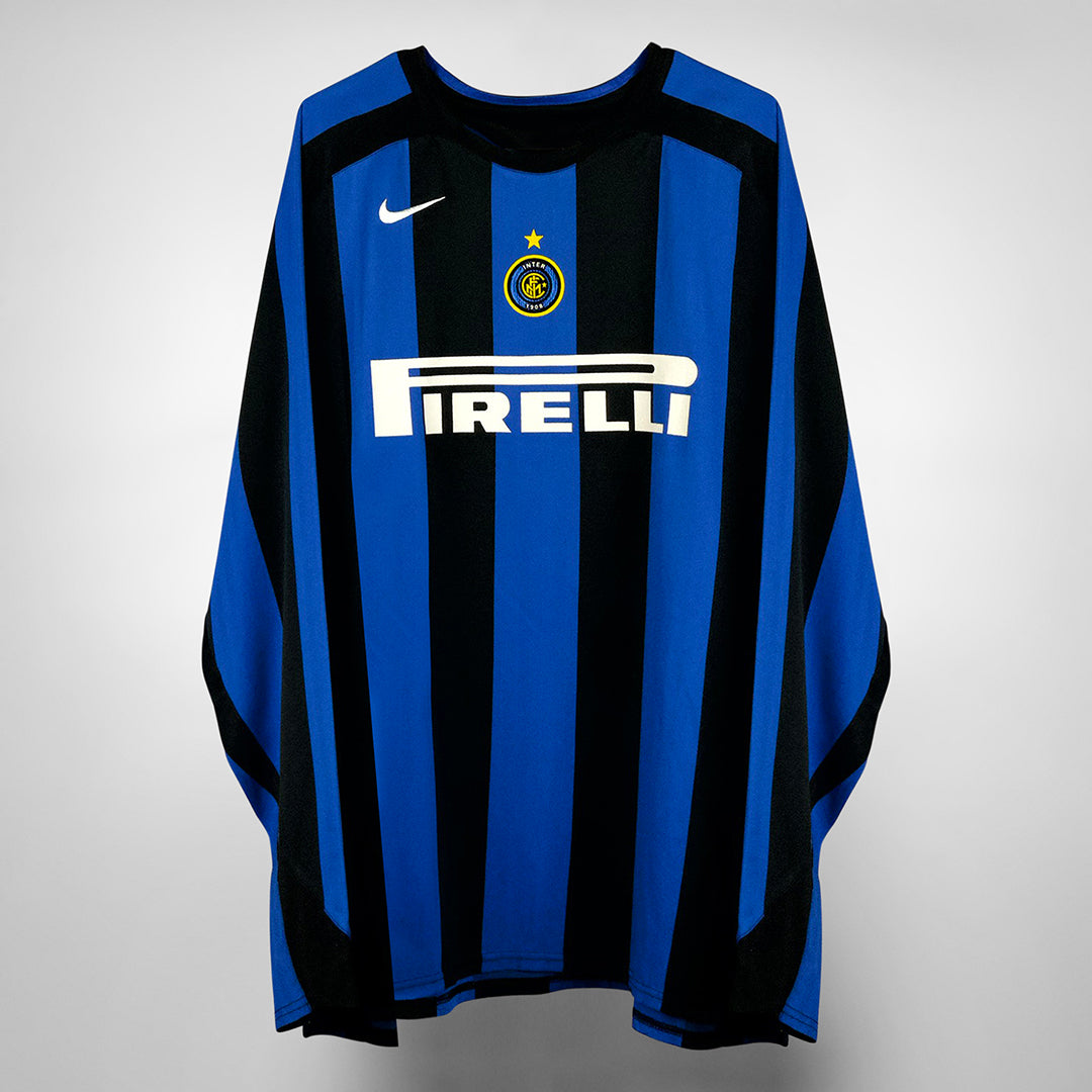 2004-2005 Inter Milan Nike Long Sleeve Home Shirt #10 Adriano