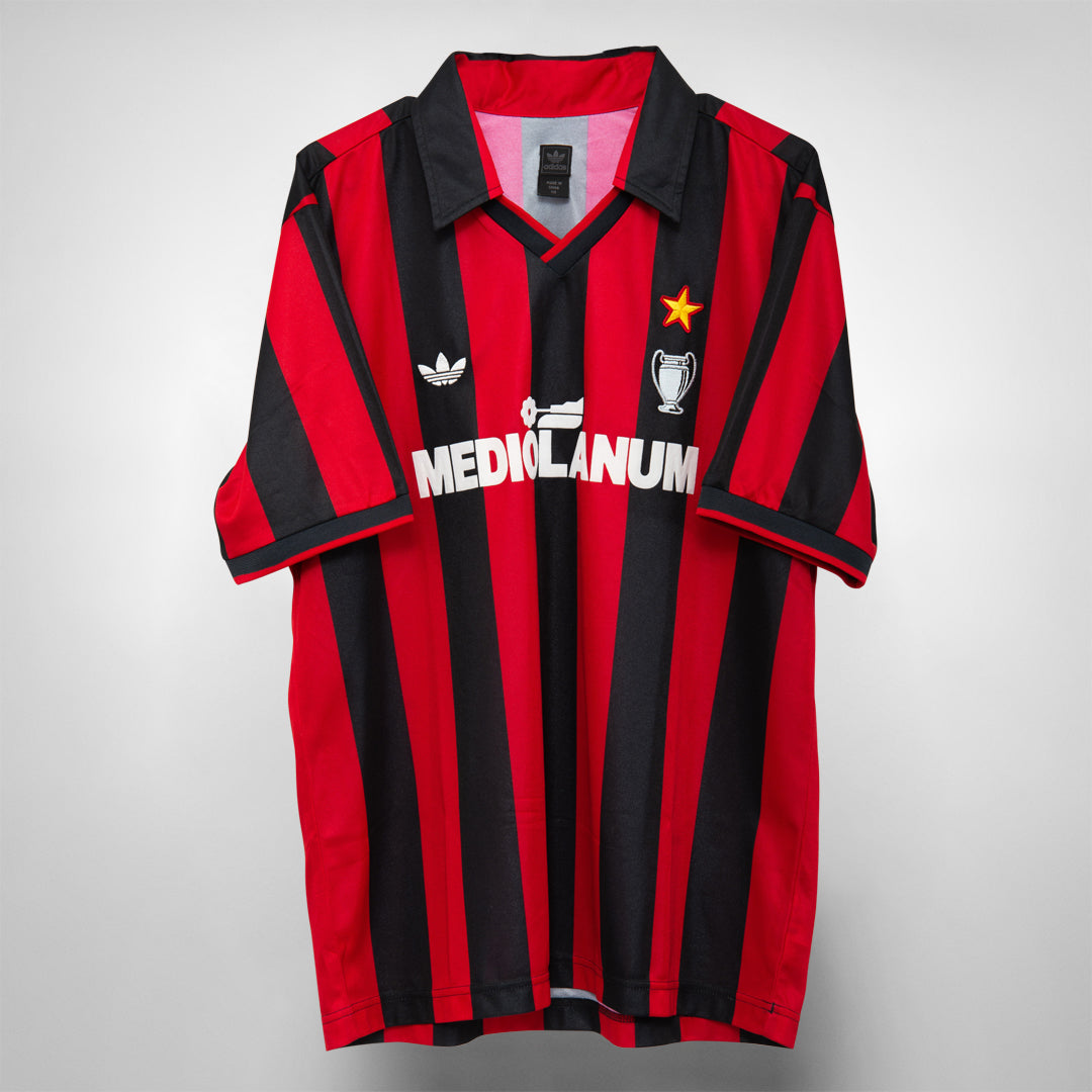 1990-1991 AC Milan Adidas Originals Modern Reproduction Home Shirt